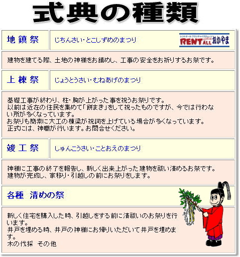 レントオール　岡山　地鎮祭　式典　レンタル　