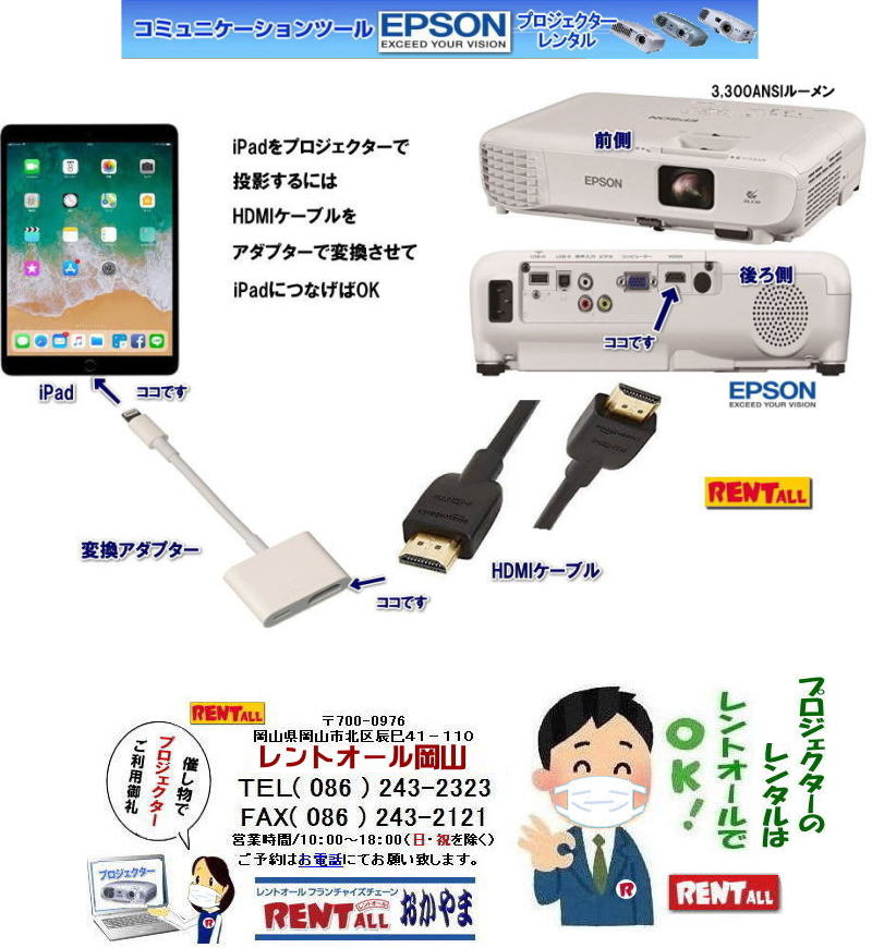 �v���W�F�N�^�[��ipad��iphone��ڑ����@ HDMI�P�[�u����   �A�_�v�^�[�ŕϊ��������OK�@ ���R �v���W�F�N�^�[ �����^�� �����\ EPSON EB-X05 3300ANS���[���� 3,300lm XGA HDMI�Ή� 30�C���`�`300�C���`�@�����g�I�[�����R�@